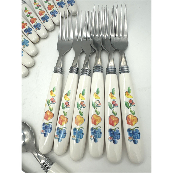 NEW* 30 pc Corelle Fruit Basket Stainless Flatware Set - Picture 3 of 8